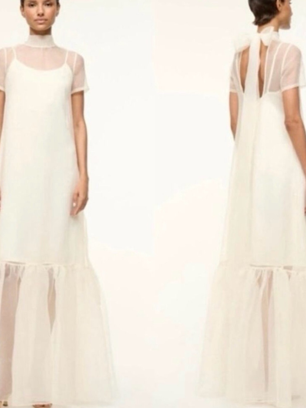 STAUD Calluna Sheer-Panel Maxi Dress in white